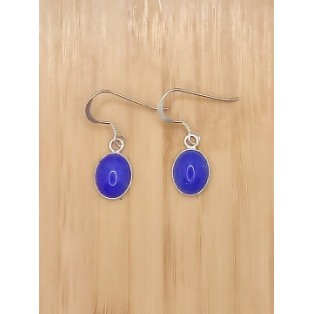 Blue Fire Agate Cabochon Earrings